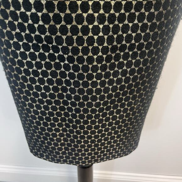 Ann Taylor Black Gold Polka Dot Pencil Skirt Size 2 Straight Knee Career Cocktai - Picture 5 of 9